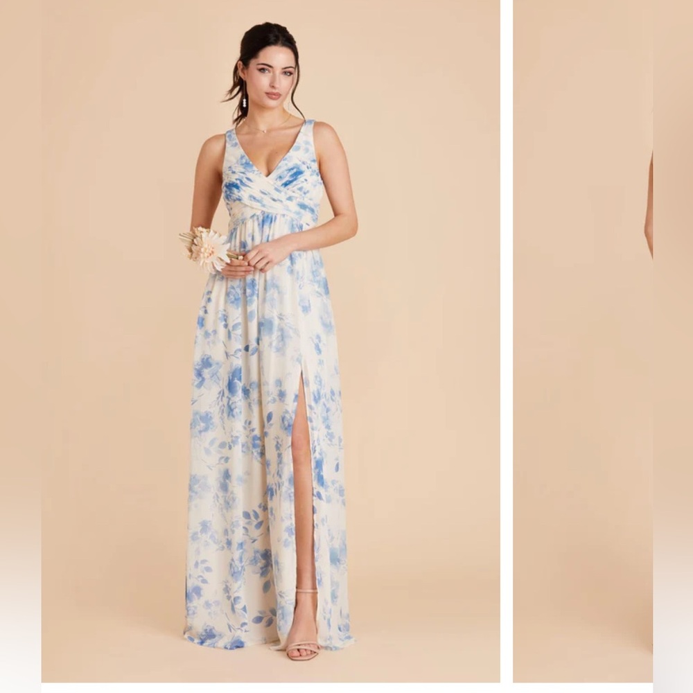 Birdy Grey Blue and White Plunge Maxi Sundress